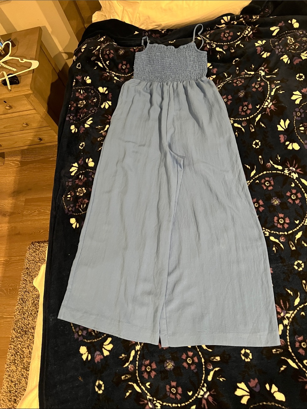 Z Supply Light Blue Smocked-Waist Wide-Leg Jumpsuit
